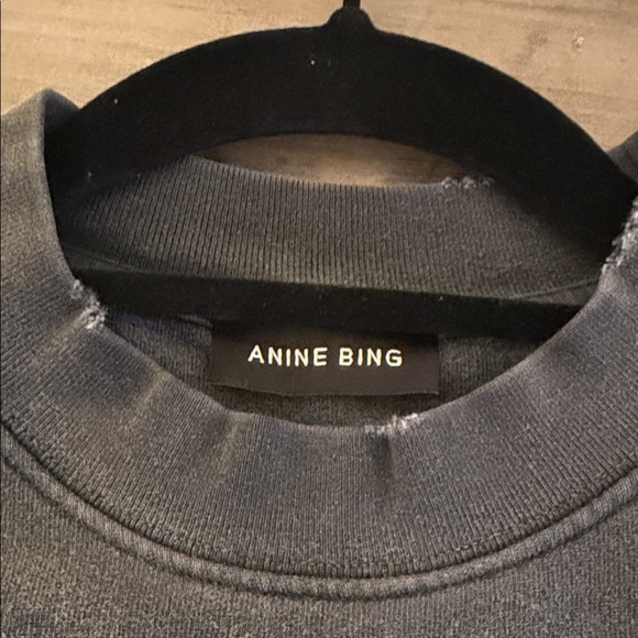 Anine Bing Charcoal Sweatshirt with White Lettering - Picture 4 of 5
